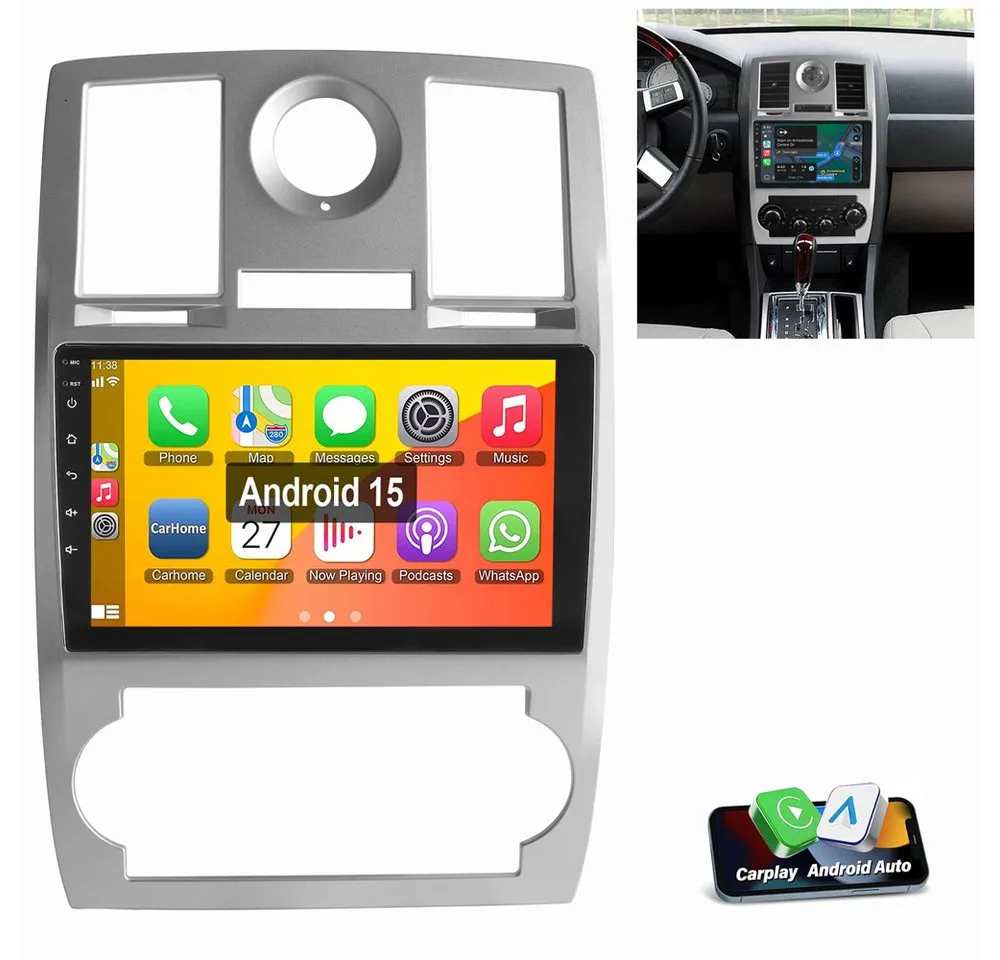 ESSGOO Für Chrysler 300C 2005-2010 Android 15 GPS Navi WIFI BT SWC Autoradio (RDS, Digitalradio (DAB), FM, AM, Carplay Android Auto GPS Navi WIFI BT SWC)