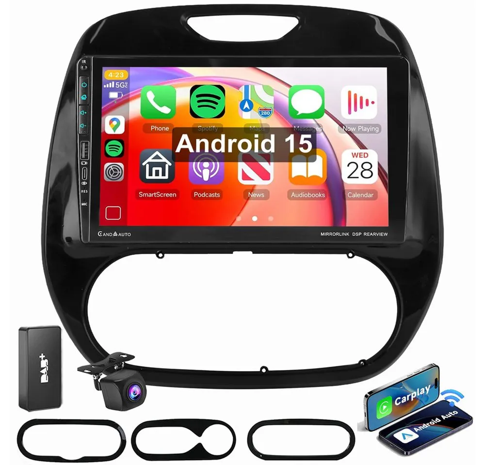 ESSGOO Für Renault Captur MK1 2013-2019 Carplay Type-C GPS Navi Autoradio (RDS, Digitalradio (DAB), FM, AM, Apple Carplay Android Auto Navi WIFI Mirror Link SWC RDS)