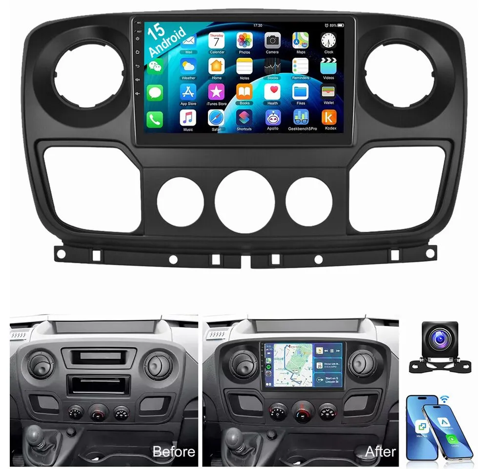 ESSGOO Für Renault Master III Opel Movano B Nissan NV400 2010-2018 Android 15 Autoradio (RDS, Digitalradio (DAB), FM, AM, Apple Carplay Android Auto Navi RDS SWC BT EQ)