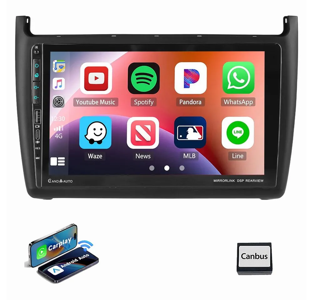 ESSGOO Für VW Polo 6R 6C 2009-2017 4+64GB Android 15 USB Autoradio (RDS, Digitalradio (DAB), FM, AM, Carplay Android Auto GPS Navi WIFI BT USB)