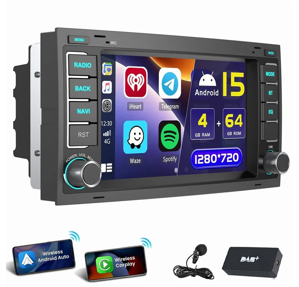 ESSGOO Für VW T5 Multivan Transporter Touareg Autoradio Android 15 Autoradio (RDS, Digitalradio (DAB), FM)