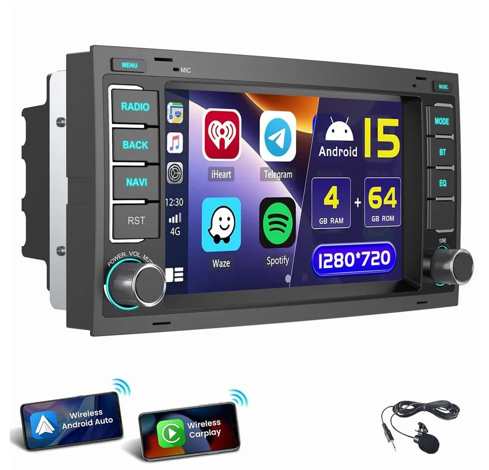 ESSGOO Für VW T5 Multivan Transporter Touareg Autoradio Android 15 Autoradio (RDS, Digitalradio (DAB), FM)
