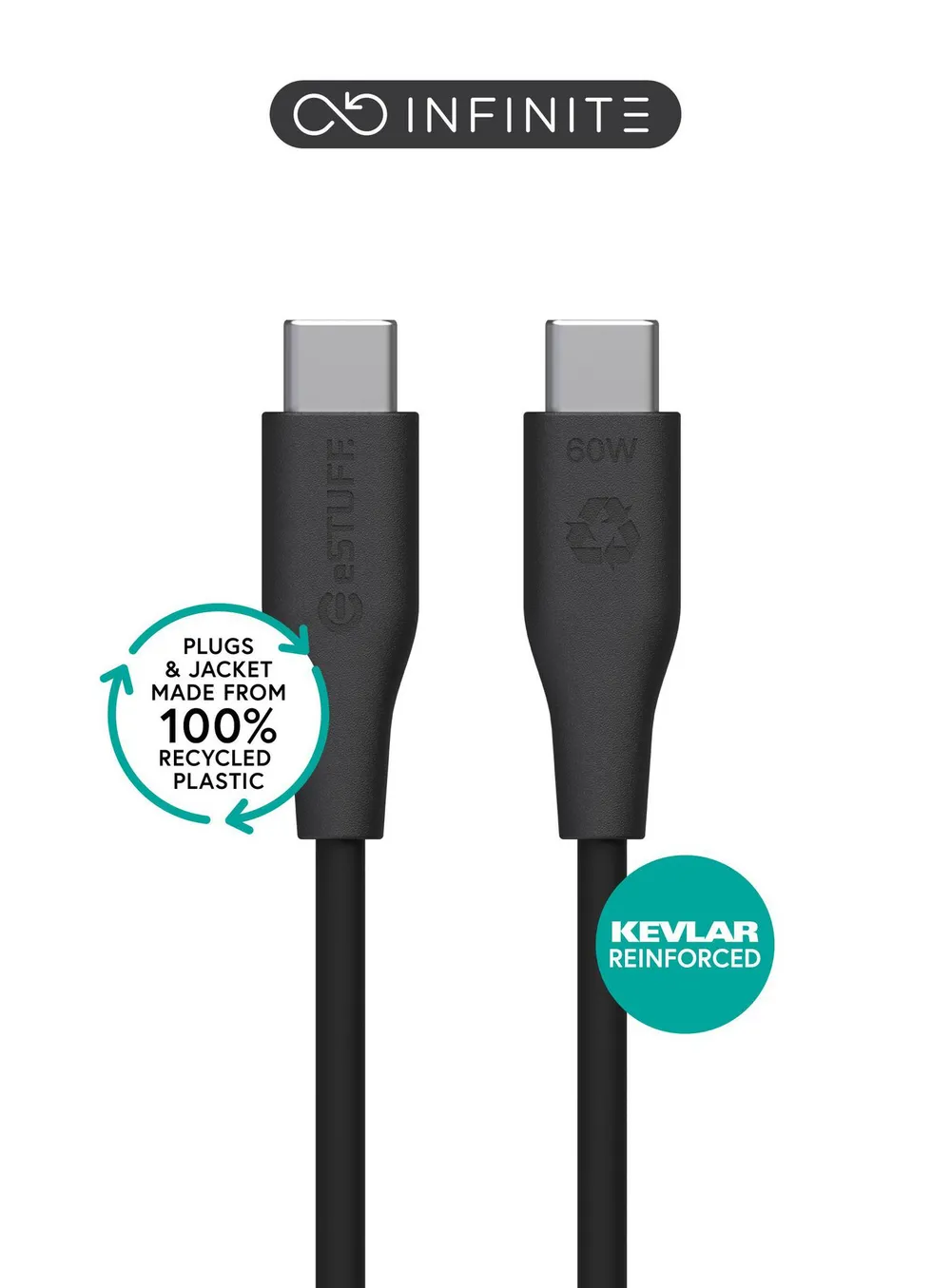 Kabel USB-C eSTUFF ES604180 USB 2.0 1 m schwarz