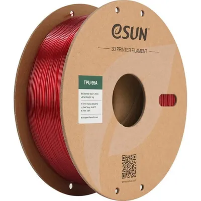Filament TPU eSUN TPU-95A175T-R1P1 Transparent Rot 1,75 mm Flexibel Robust