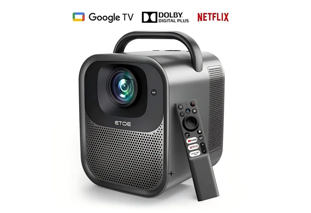 ETOE Seal Pro 1300 ANSI, Native 1080P Google TV & Netflix Beamer (3000:1, 1920*1080 px, Autofokus, Automatische Trapezkorrektur)