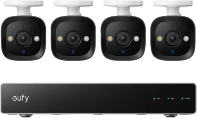eufy PoE Sicherheitssystem + Netzwerkvideorecorder + E40 4er-Pack