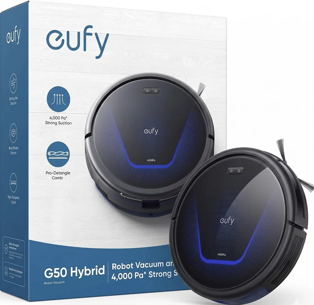 eufy Saugroboter G50 Hybrid Saugroboter mit Wischfunktion & 4.000Pa Starker Saugkraft
