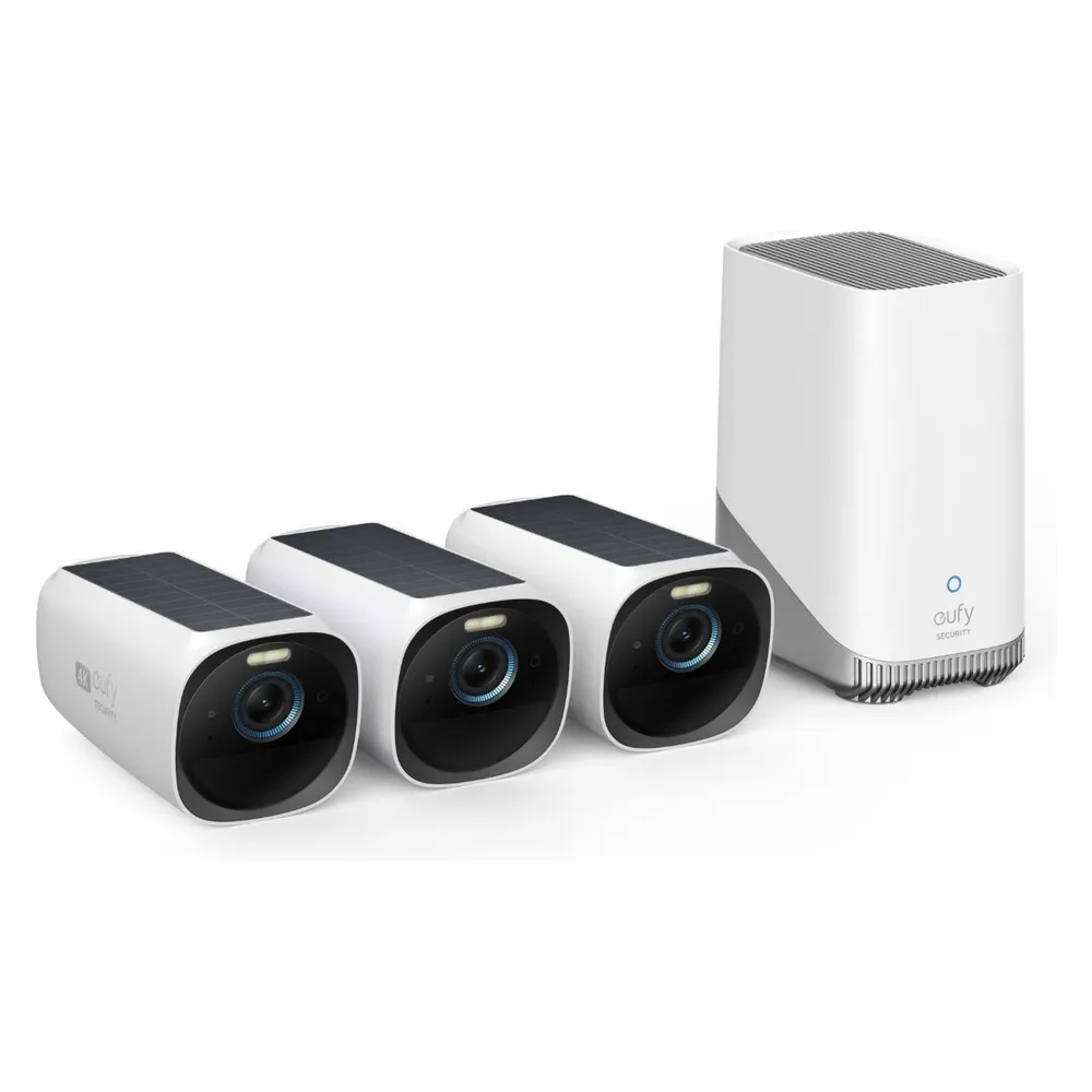 eufyCam 3 Starter-Set 3+1 - 3er-Kameraset mit HomeBase 3 + Indoor Cam S350
