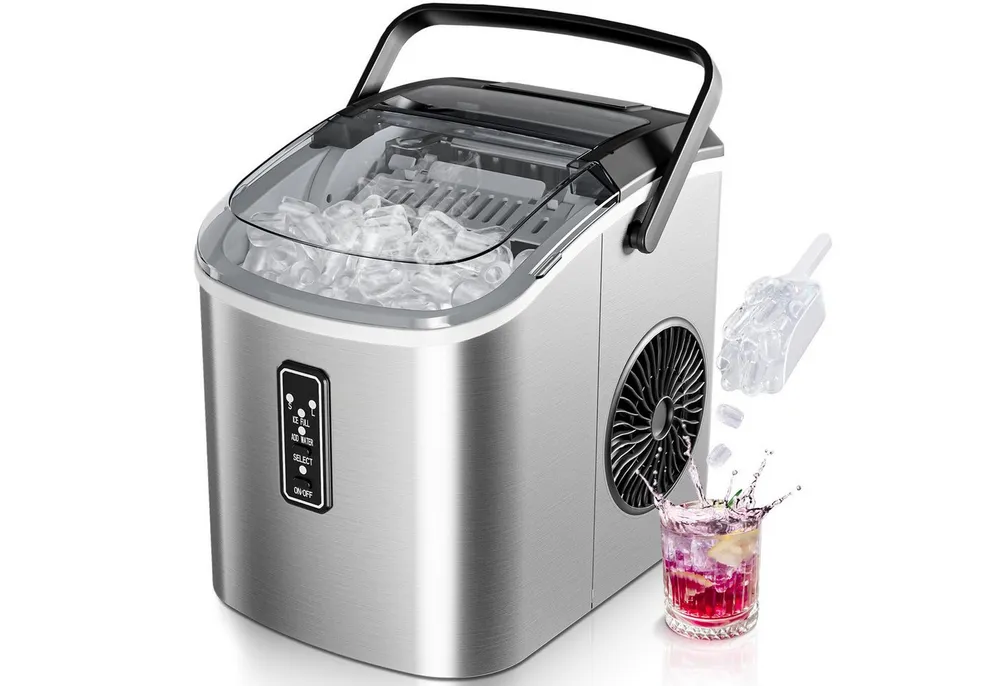 EUHOMY Eiswürfelmaschine Eiswuerfelmaschine 12 kg/24h, Bullet-Eiswuerfel, Selbstreinigend, selbstreinigend, tragbarer,für Zuhause, Küche und Büro