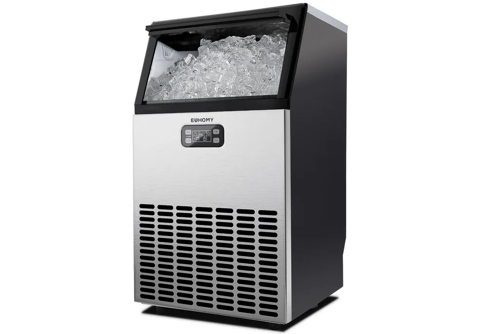 EUHOMY Eiswürfelmaschine Gewerbliche Eiswürfelmaschine, 24H-Timer, LCD-Anzeige, Selbstreinigung, ideal für Bars, Getränkemärkte und große Feiern