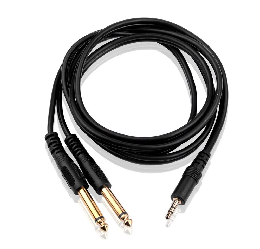euroharry 1,5M Stereo 3.5mm Klinke auf Dual 6.35mm Mono Y AudioKabel Audio-Kabel, (150 cm)