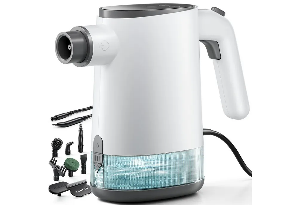 EVERCROSS BOT Handdampfreiniger mit 600 ml Wassertank & vielseitigem Zubehör, 15s Schnellaufheizung, 1200W, Geeignet für Küche, Bad, Polster & Fenster
