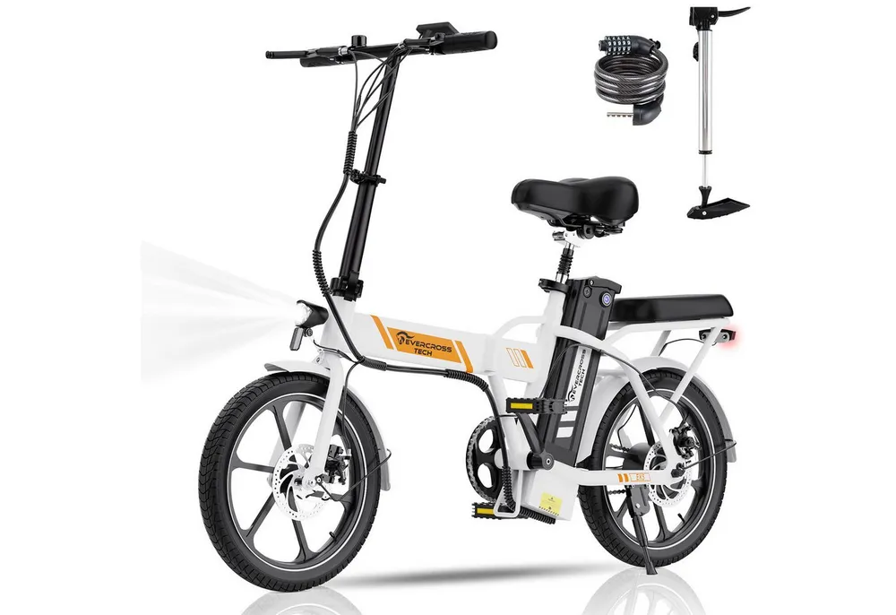 EVERCROSS TECH E-Bike EK5 Faltbares E-Fahrrad,Pedelec, 36V 13AH, Heckmotor, 468 Wh, Heckmotor, 15/20/25 KM/H, bis 35-60km, ebike Herren/Damen