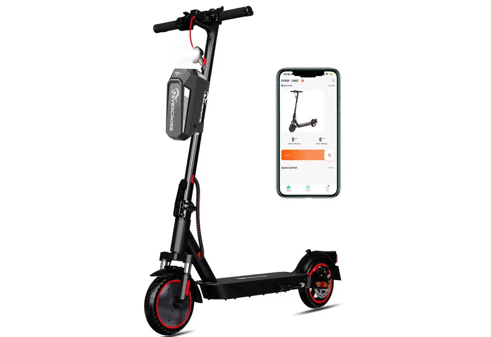 EVERCROSS TECH E-Scooter mit Straßenzulassung (ABE), 8.5 Zoll Elektroroller, Max 35Km, mit APP, 7,8AH, 20Km/h, 400W Motor, 15KG Gewicht, Zwei Stoßdämpfer