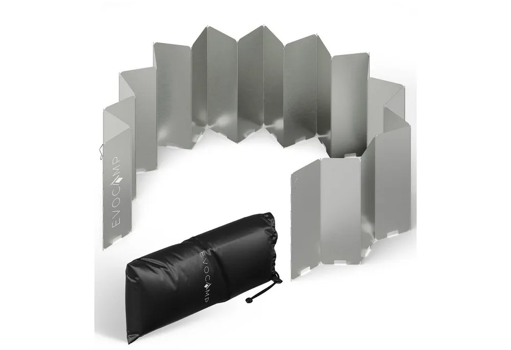 EVOCAMP Gaskocher Windschutz faltbar in 3 Größen inklusive Tasche, Windfang für Outdoor, (22-St), faltbar und vielseitig einsetzbar beim Camping und Outdoor-Grillen