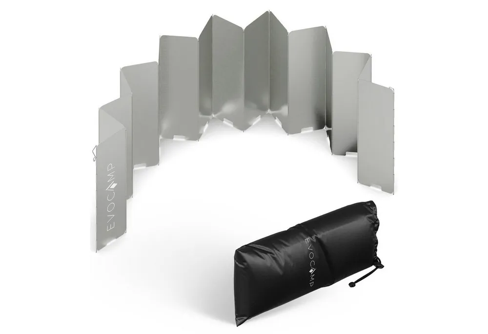 EVOCAMP Gaskocher Windschutz faltbar in 3 Größen inklusive Tasche, Windfang für Outdoor, (16-St), faltbar und vielseitig einsetzbar beim Camping und Outdoor-Grillen