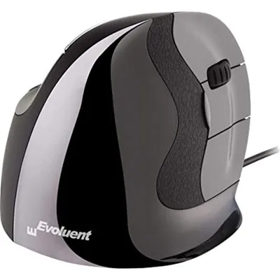Maus Evoluent VerticalMouse D Medium Kabel USB 2600DPI Schwarz Grau Ergonomisch