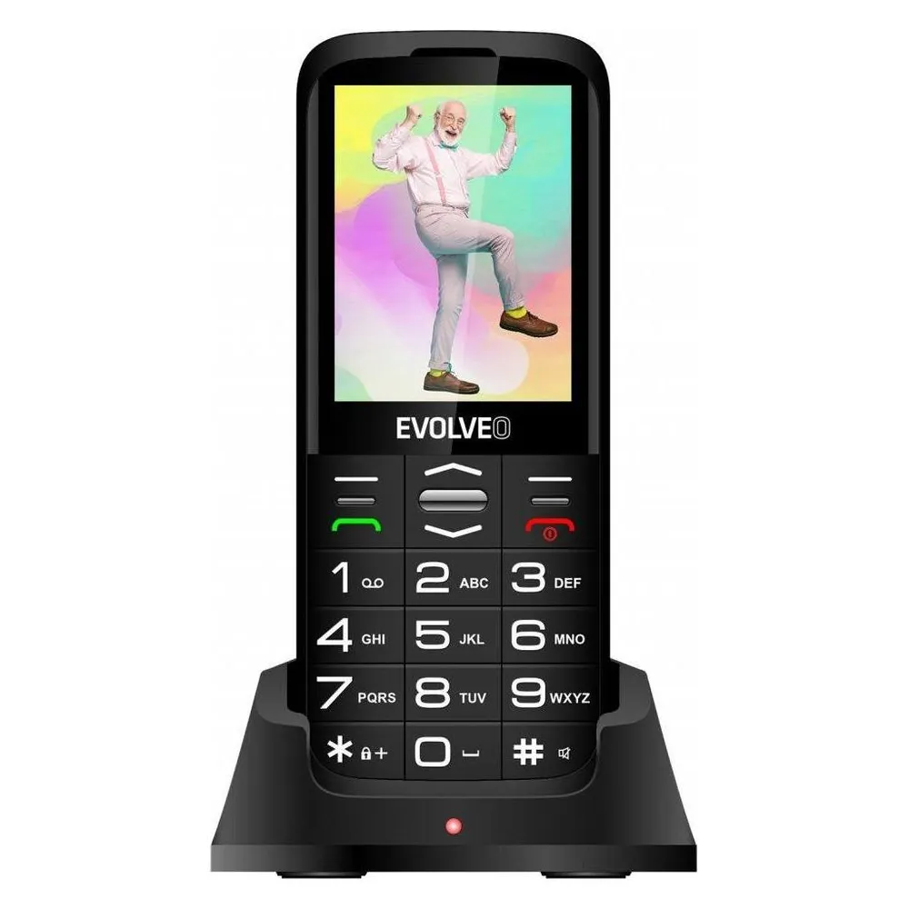 Evolveo EasyPhone XO, mobilní telefon pro seniory s nabíjecím stojánkem (černá barva)
