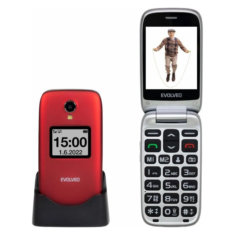 Evolveo EasyPhone FS, vyklápěcí mobilní telefon 2.8" pro seniory s nabíjecím (2.80", 3 Mpx)