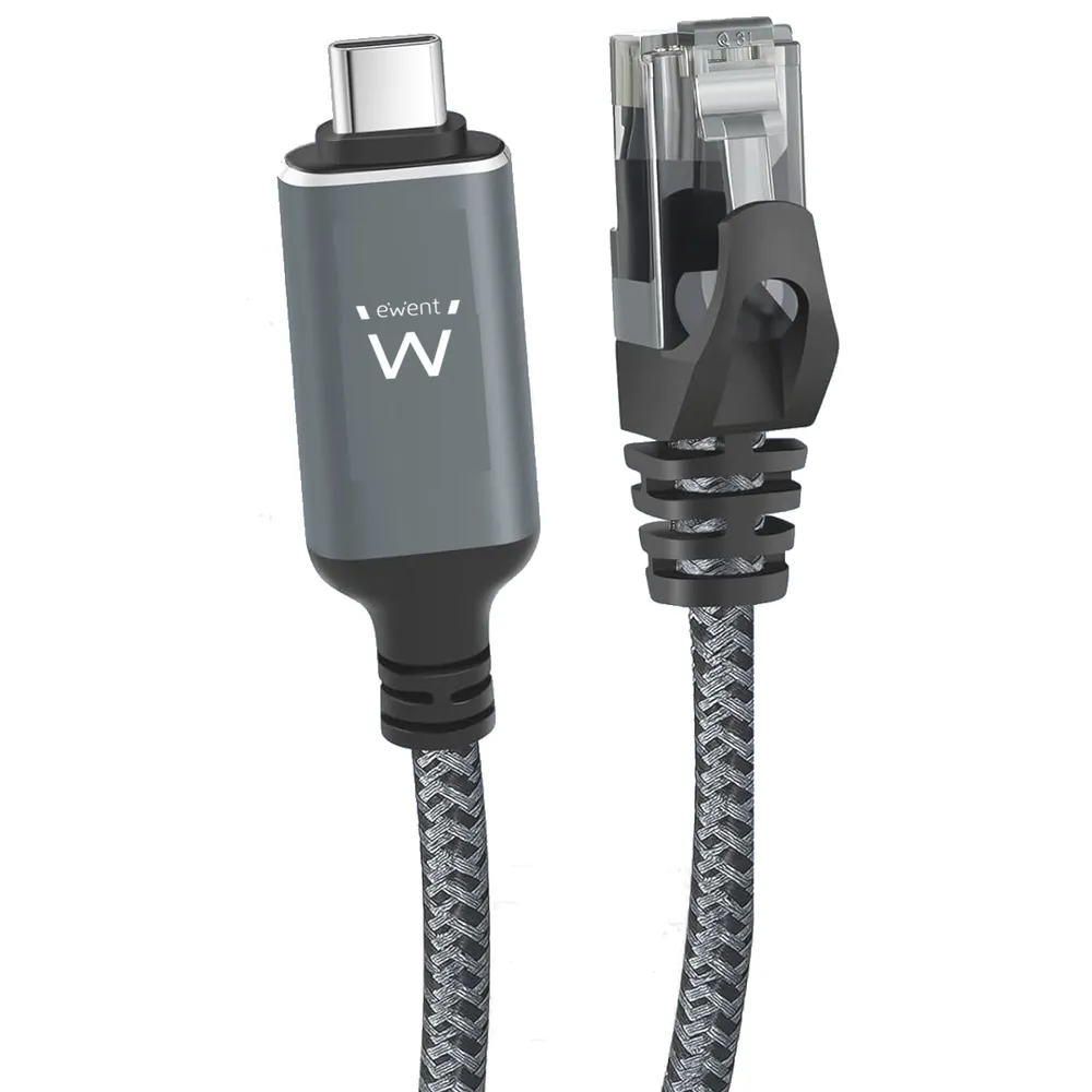 Kabeladapter Ewent EC2002 USB-C 3.1 RJ45 CAT6 FTP 1GB 2m Schwarz Kabeladapter Ewent EC2002 USB-C 3.1 RJ45 CAT6 FTP 1GB 2m Schwarz