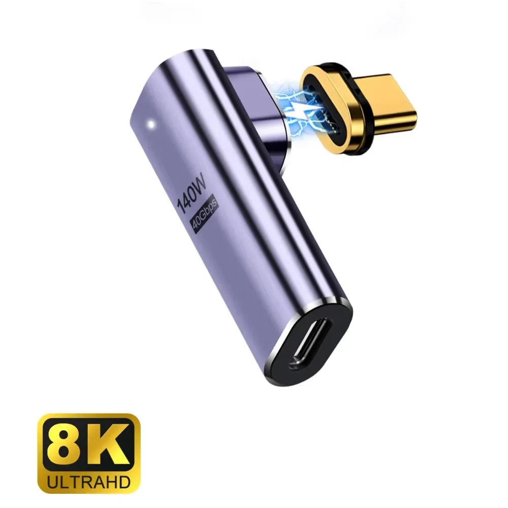 USB-C Adapter Ewent EC1049 Magnetschnellverschluss 90 Grad Slim 40Gbps 100W Lila