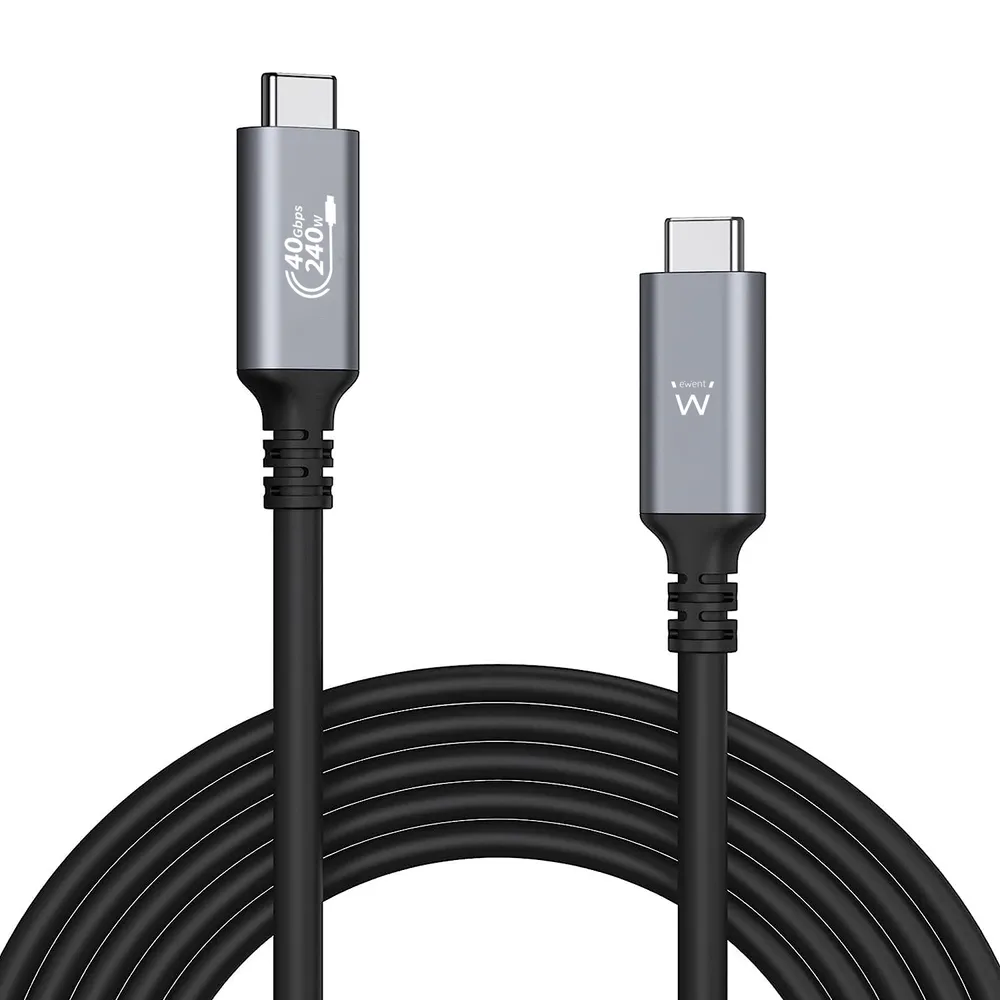 Ewent EC1070 USB4 Thunderbolt 4 Kabel 40Gbps 240W 1m Schwarz E-Marker Chip