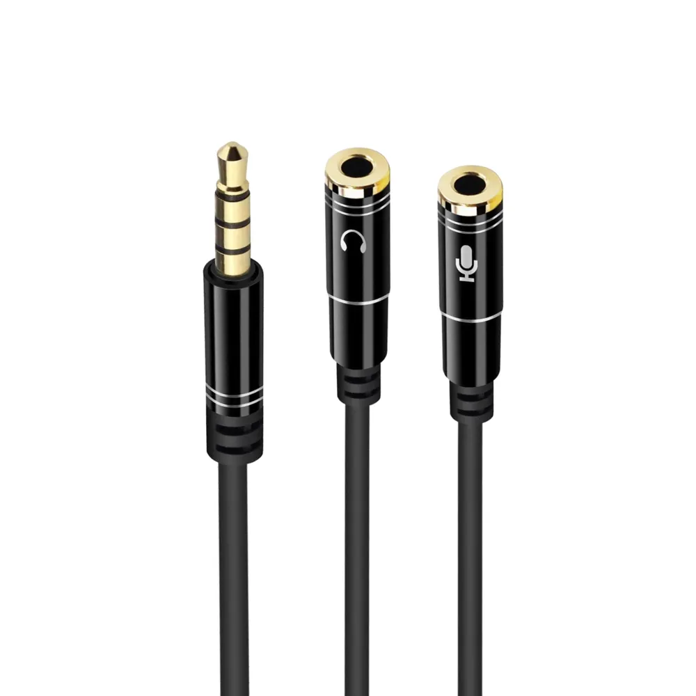 Ewent 3,5 m Klinken-Audio-Adapterkabel auf 2 x 3-polige 3,5-H-Klinkenstecker, 30 cm, Schwarz
