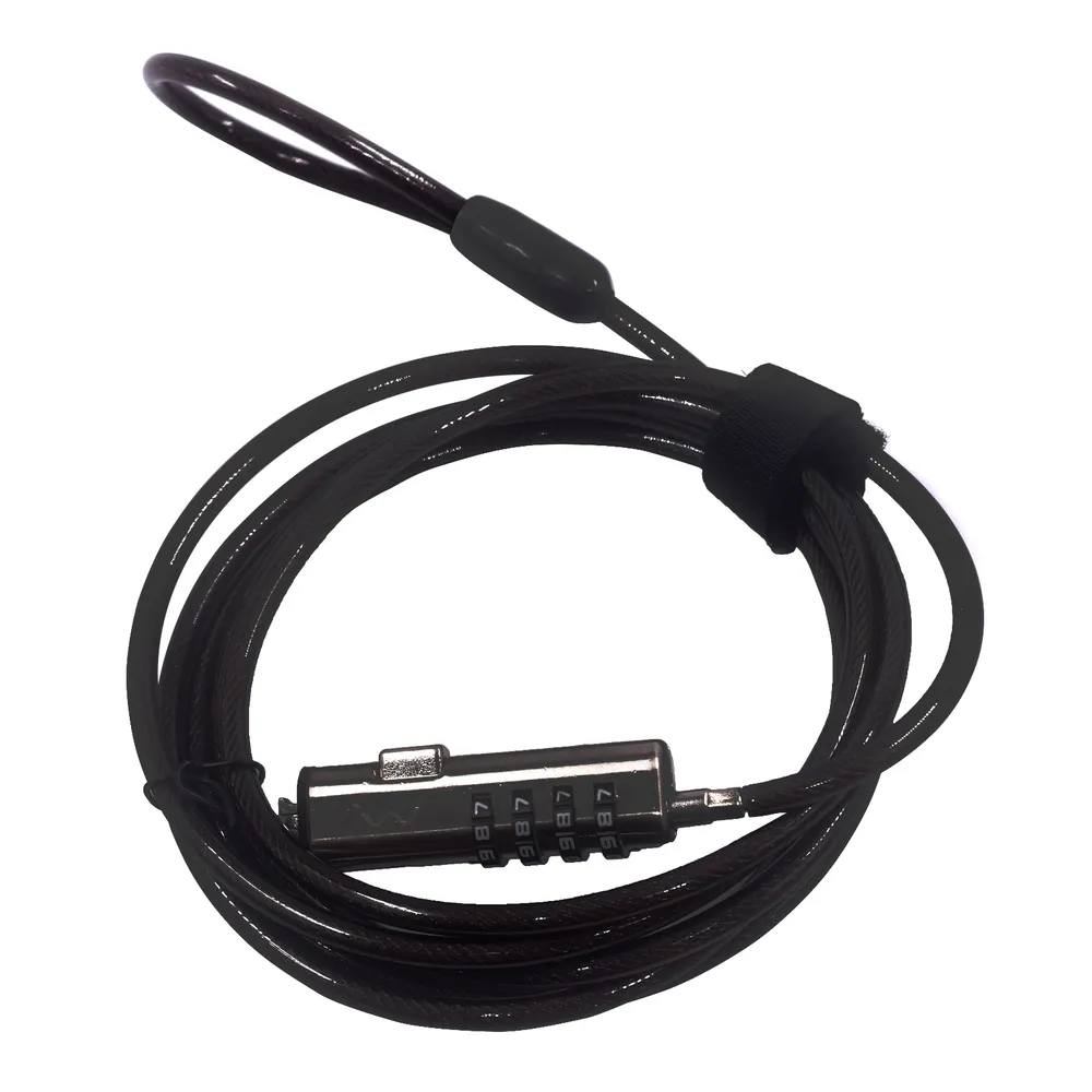 Ewent EW1238 Nano-Kombinations-Sicherheitskabel, 4-stellig, Zinkstahl, 1,8 m, Schwarz