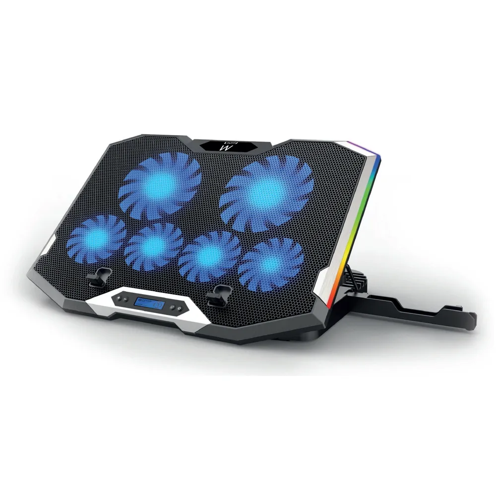 Ewent RGB Multi-Angle Laptop-Kühlständer mit 6 Lüftern mit einstellbarer Geschwindigkeit