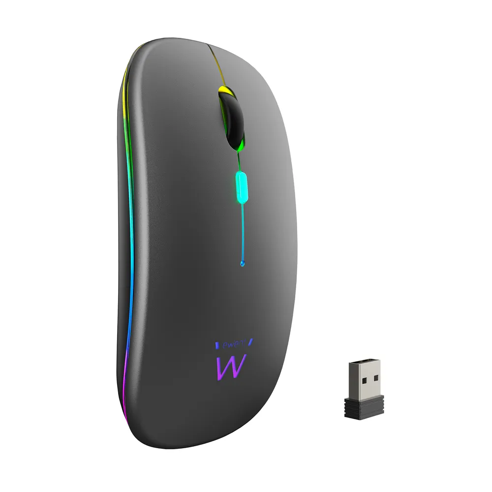 Maus Ewent EW3242 Bluetooth 5.2 1600 DPI Schwarz Grau RGB Leise