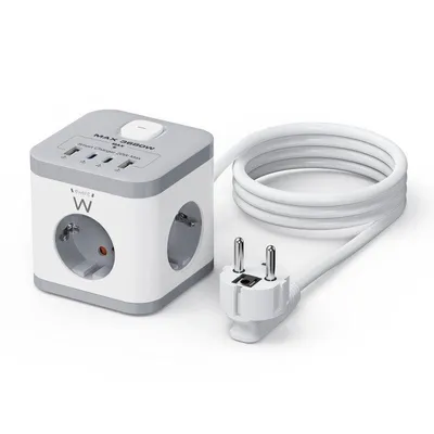Steckdosenleiste Ewent EW3863 3 Steckplätze 2 USB-A 2 USB-C Schalter Schutz