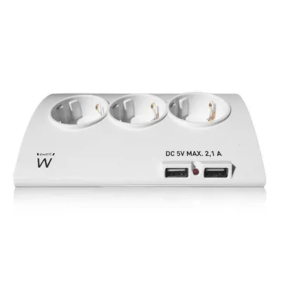 Steckdosenleiste Ewent EW3935 5 Steckplätze 2 USB-A Schalter Kinderschutz weiß