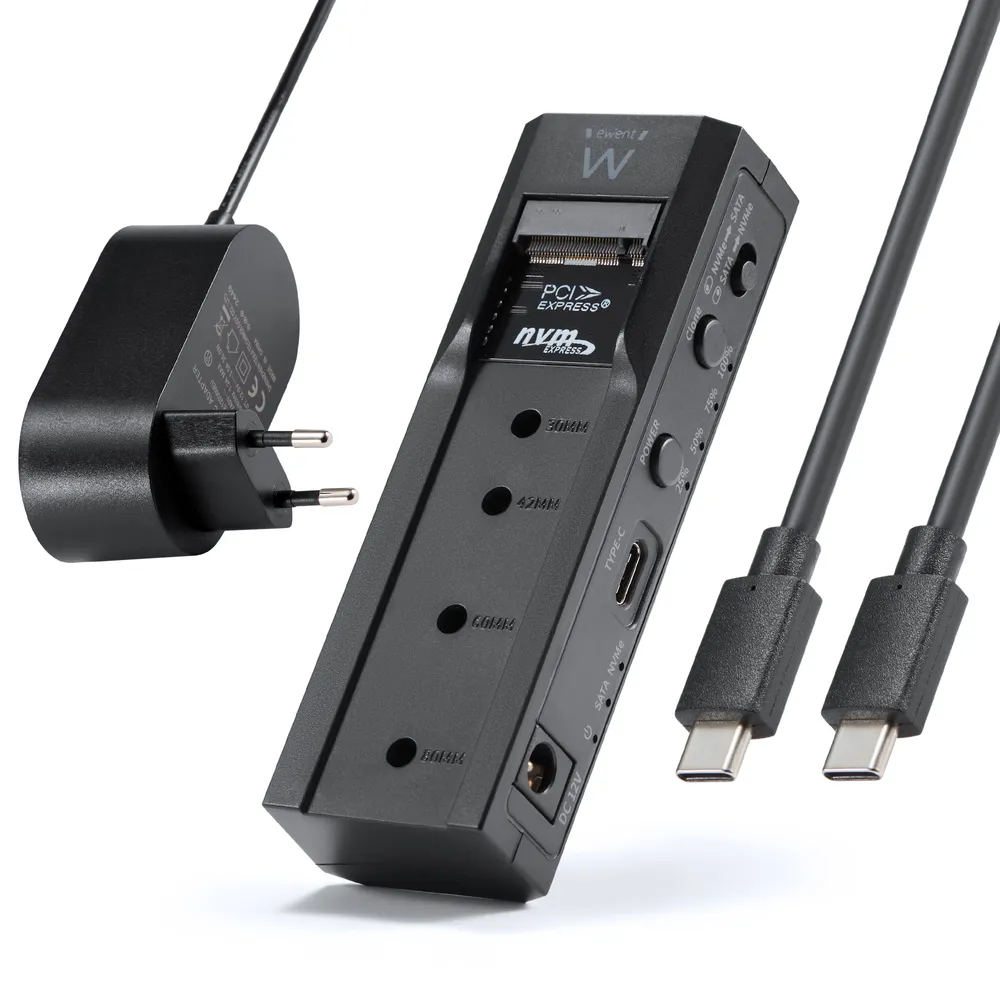 Festplattengehäuse Ewent EW7065 2.5/3.5 Zoll ABS Schwarz USB 3.2 Gen 2 M.2 UASP