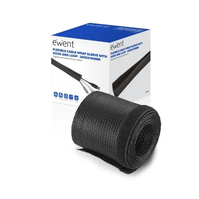 Ewent Ew1558 Kabel-Organizer mit Datum, 2000 x 100 mm, 2 m, schwarz