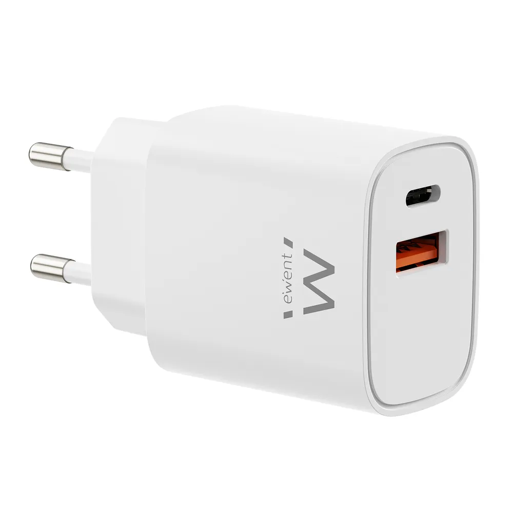 Ladegerät Ewent EW1326 30W USB-C PD und USB-A QC 3.0 GaN Fast
