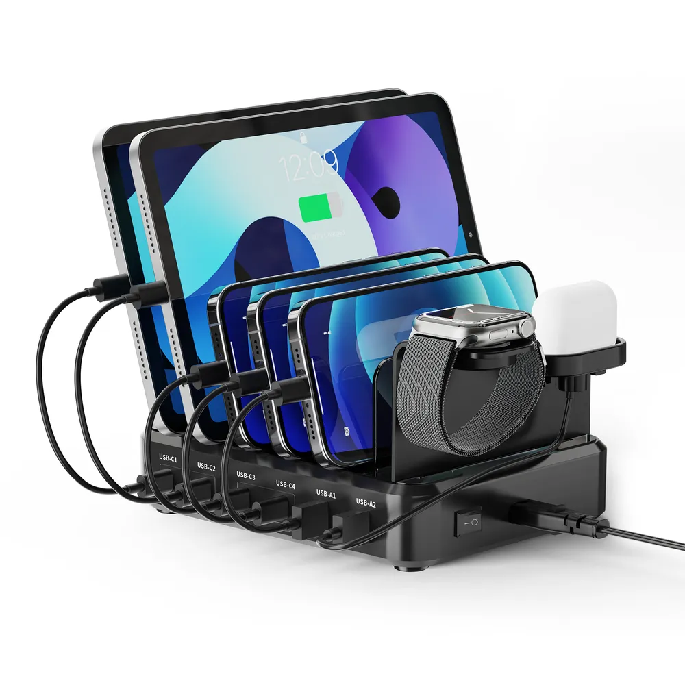 Ladestation Ewent EWENT Station 6 USB-Anschluesse 130W Schwarz Power Delivery