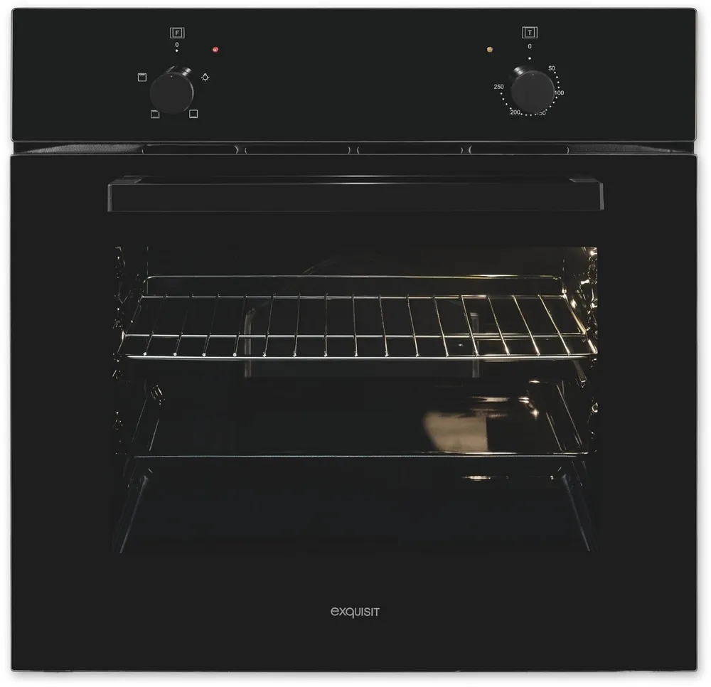 exquisit Einbaubackofen EBE255-020 schwarz, Klassisch, einfach kochen&backen mit allem drin:Grill,Licht,Backblech!
