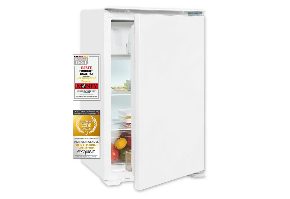 exquisit Einbaukühlschrank EKS5131-4-E-040D, 88 cm hoch, 54 cm breit, leistungsstarker Einbau-Kühlschrank mit 4-Sterne Gefrierfach