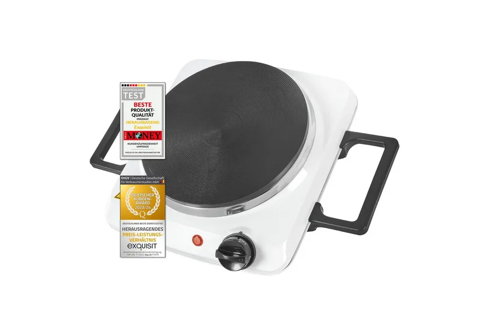 exquisit Einzelkochplatte KP 3102, 1500 W, Massekochfeld, flexibles Kochen überall