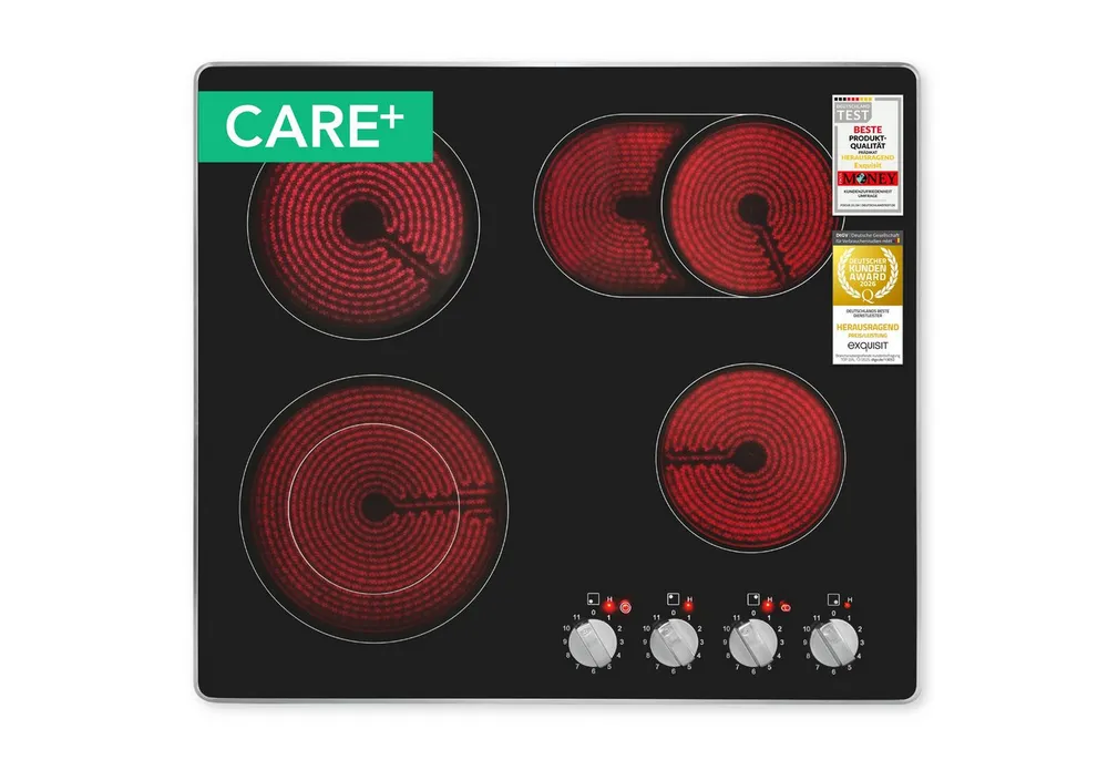 exquisit Elektro-Kochfeld EKC600-RKBZ-420Care, 4 Kochstellen, 7200 W Leistung, 11 Leistungsstufen