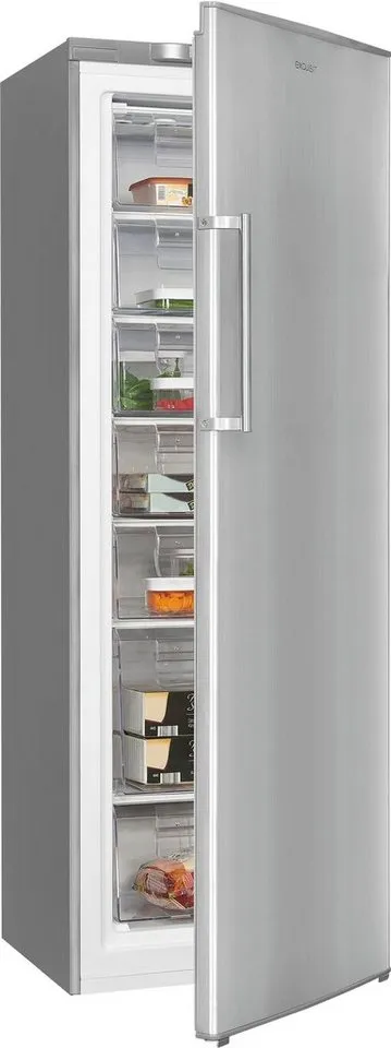 exquisit Gefrierschrank GS280-HE-040D, 171 cm hoch, 60 cm breit, 4*-Gefrierschrank No Frost mit LED-Anzeige & praktischem Griff