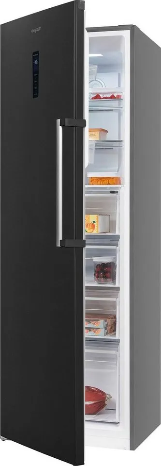 exquisit Gefrierschrank GS295-NF-H-040D, 185 cm hoch, 60 cm breit, 4*-Gefrierschrank NoFrost mit LED-Anzeige&Ice-Maker für schnelles Eis