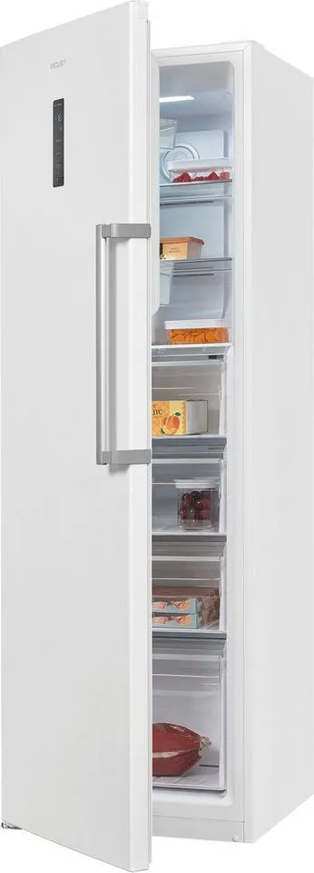 exquisit Gefrierschrank GS295-NF-H-040D, 185 cm hoch, 60 cm breit, 4*-Gefrierschrank NoFrost mit LED-Anzeige&Ice-Maker für schnelles Eis