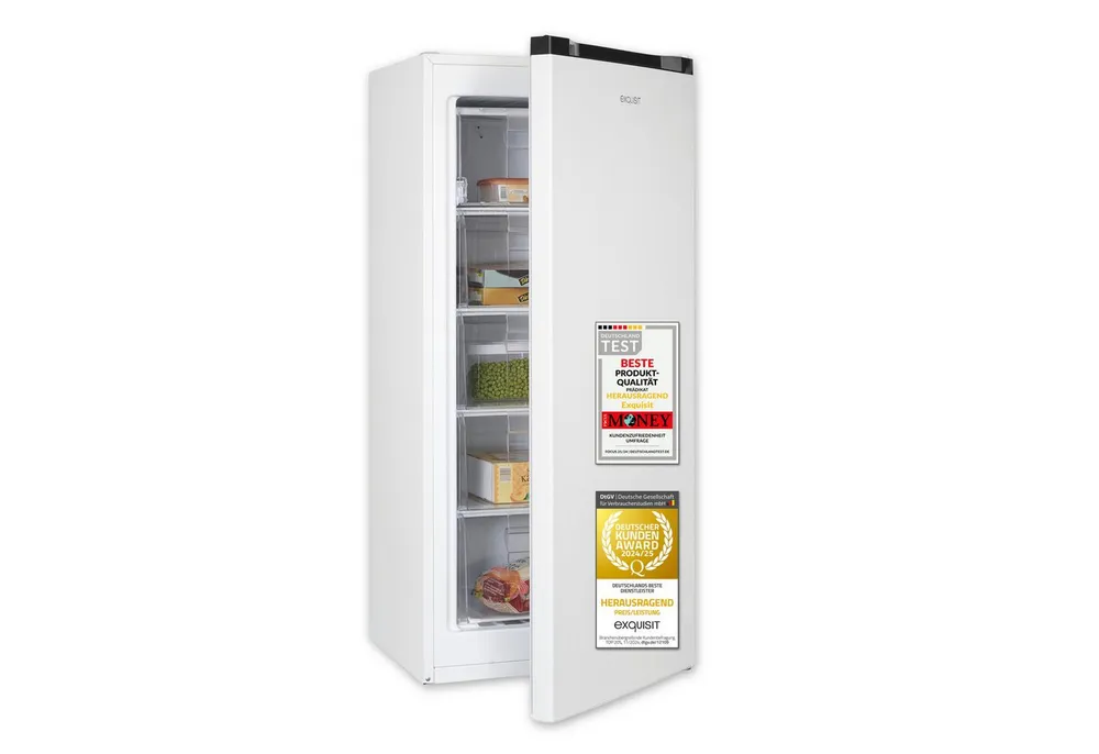 exquisit Gefrierschrank GS5145-050C, 125.9 cm hoch, 54 cm breit,4-Sterne-Gefrieren, Wechselbarer Türanschlag, höhenverstellbare Füße