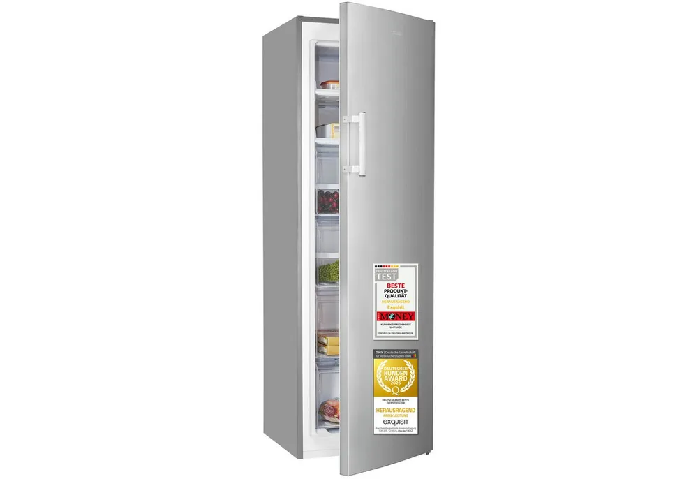 exquisit Gefrierschrank GS5271-NF-H-040C, 170 cm hoch, 54,5 cm breit, 204 l Nutzinhalt, 4 Gefrierschubladen, Energieklasse C, 39 dB
