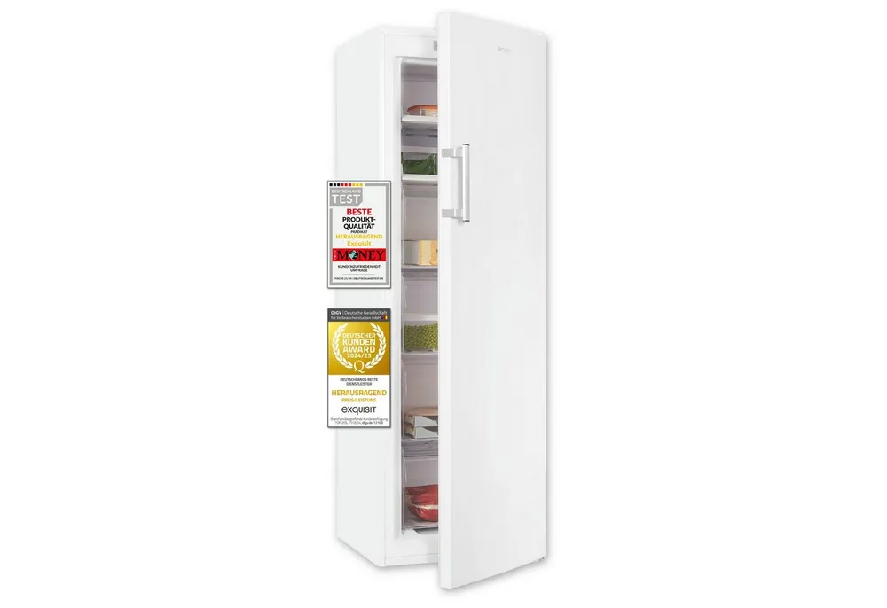 exquisit Gefrierschrank GS5271-NF-H-040E weiss, 170 cm hoch, 54.5 cm breit, 204 Liter Nutzinhalt, 4-Sterne-Gefrieren, No-Frost