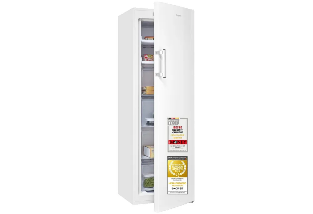 exquisit Gefrierschrank GS5271-NF-H-040C, 170 cm hoch, 54,5 cm breit, 204 l Nutzinhalt, 4 Gefrierschubladen, Energieklasse C, 39 dB