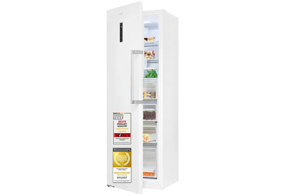 exquisit Gefrierschrank GS5295-NF-H-040C, 185 cm hoch, 60 cm breit, 274 l Nutzinhalt, 17,0 kg, 3 Gefrierschubladen, Energieklasse C