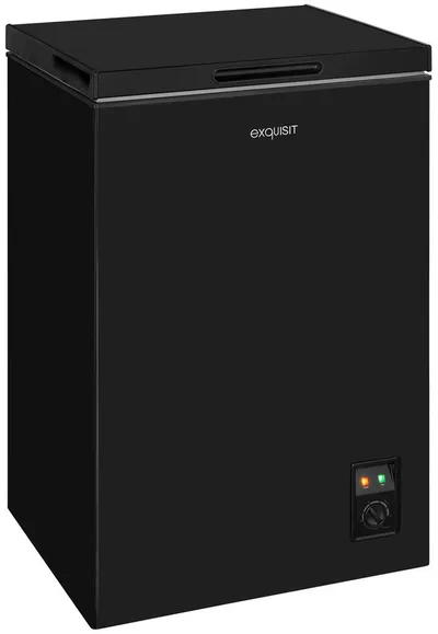 exquisit Gefriertruhe GT100-050E schwarz, 54,5 cm breit, 99 l, 4*-Gefriertruhe mit ergonomischer Griffmulde – bequem zu öffnen