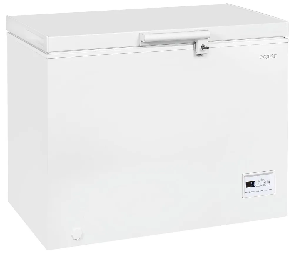 exquisit Gefriertruhe GT200-HE-041C, 102,6 cm breit, 198 l, 4*-Gefriertruhe mit Griff & Türschloss – leicht zu öffnen